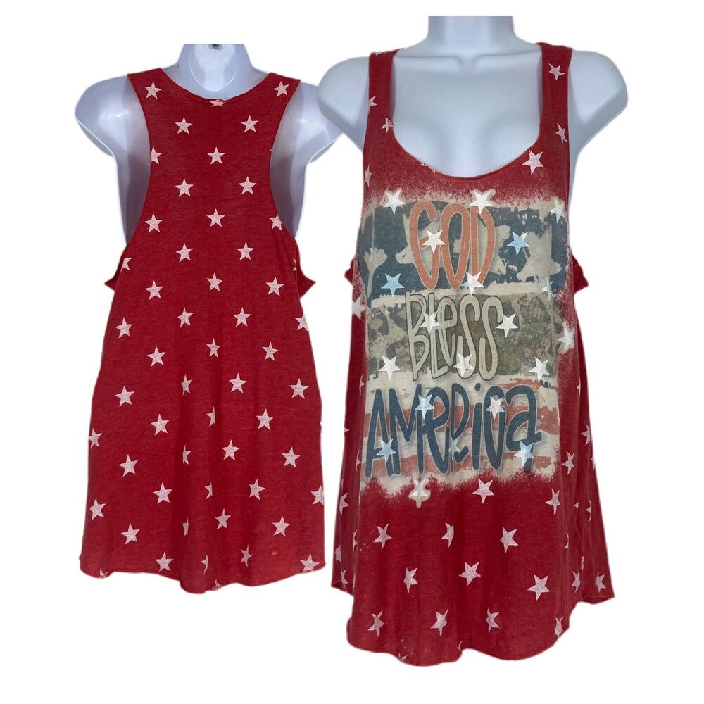 Alternative Graphic Racerback Tank Top Americana Flag L Y2k Grunge